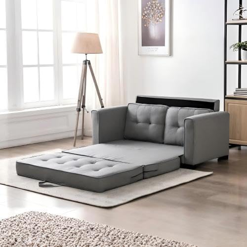 Convertible Sofa Bed Tufted Sleeper Loveseat with Wood Frame G58804