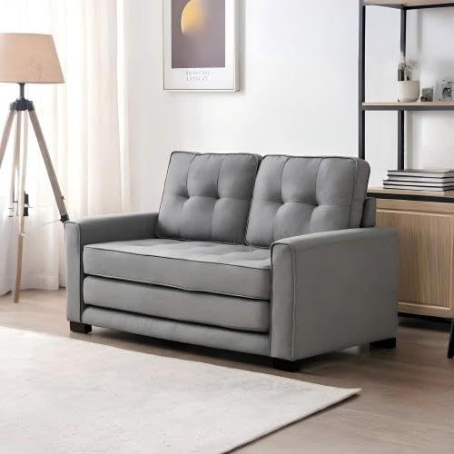 Convertible Sofa Bed Tufted Sleeper Loveseat with Wood Frame G58804