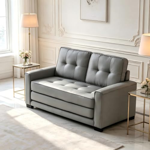 Convertible Sofa Bed Tufted Sleeper Loveseat with Wood Frame G58804
