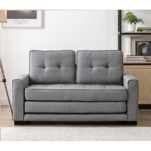 Convertible Sofa Bed Tufted Sleeper Loveseat with Wood Frame G58804