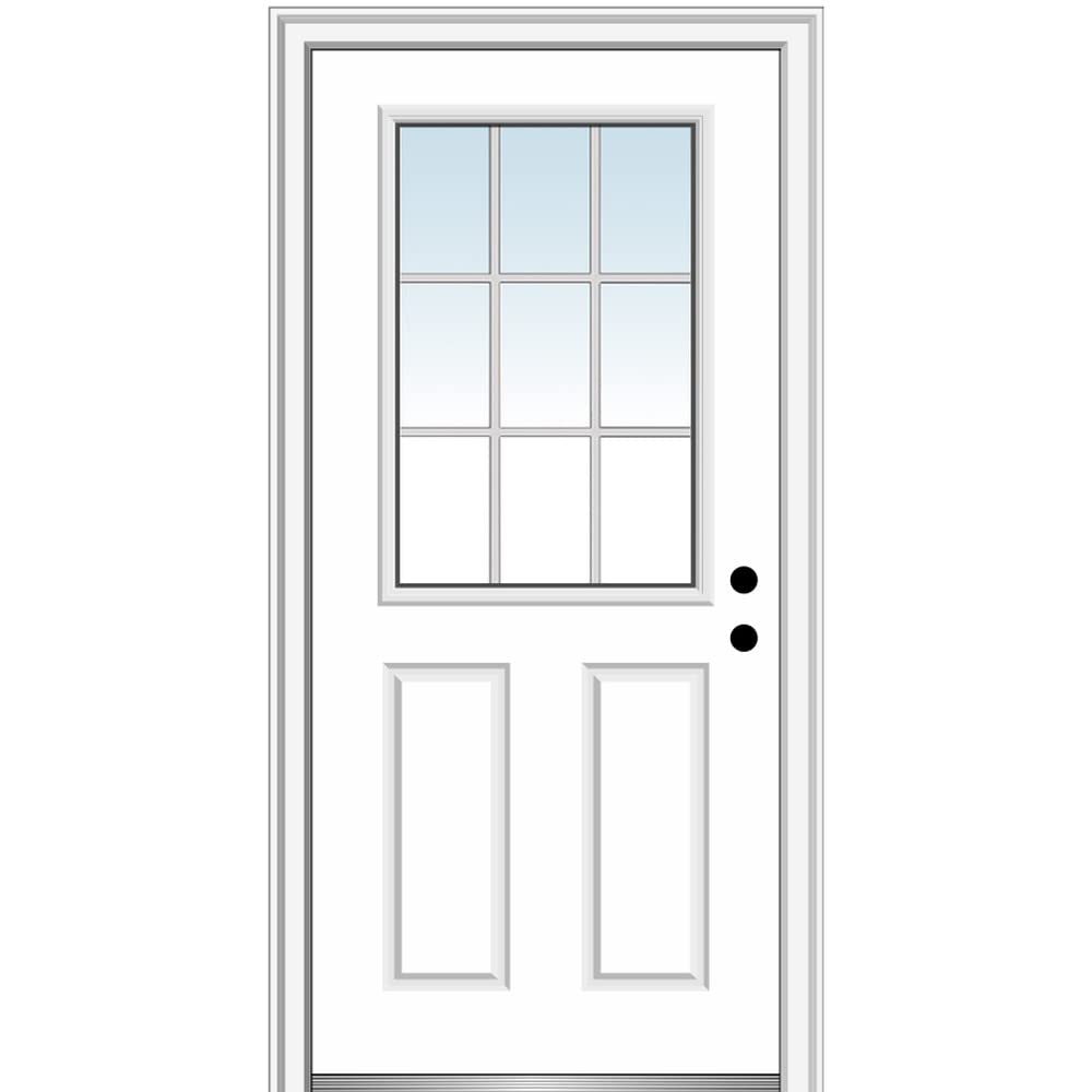 Steel Primed Left-Hand Inswing 1/2 Lite 2-Panel Prehung Front Door 36" x 80" U153790