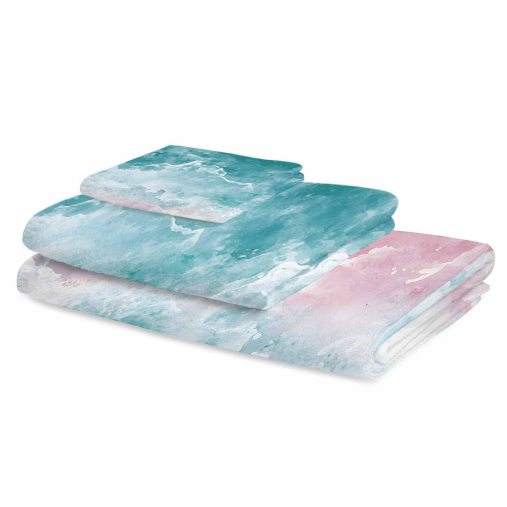 Teal Pink Gradient Cotton Towel Set 3 Pack E199639