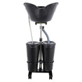 Portable Shampoo Bowl with Dual Buckets, Adjustable Height, Electric Pump, Foot Pedal Control, Black J8685