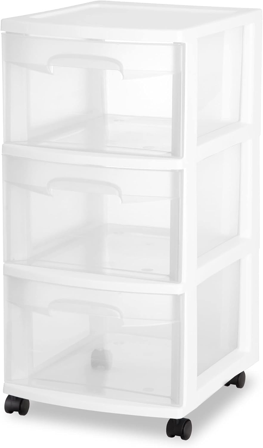 Plastic Storage Drawer Cart with 3 Drawers and Wheels, White K1755