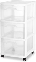 Plastic Storage Drawer Cart with 3 Drawers and Wheels, White K1755