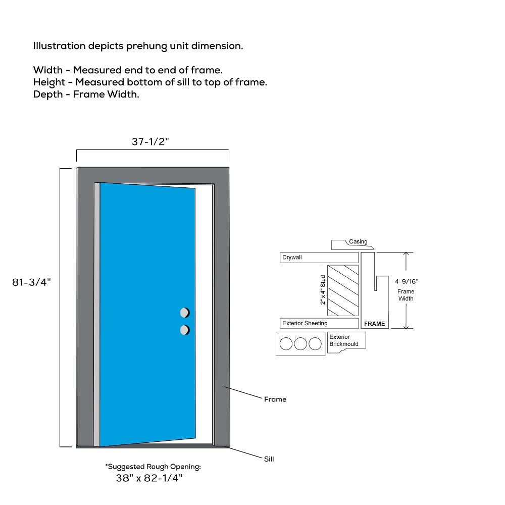 Steel Primed Left-Hand Inswing 1/2 Lite 2-Panel Prehung Front Door 36" x 80" U153790