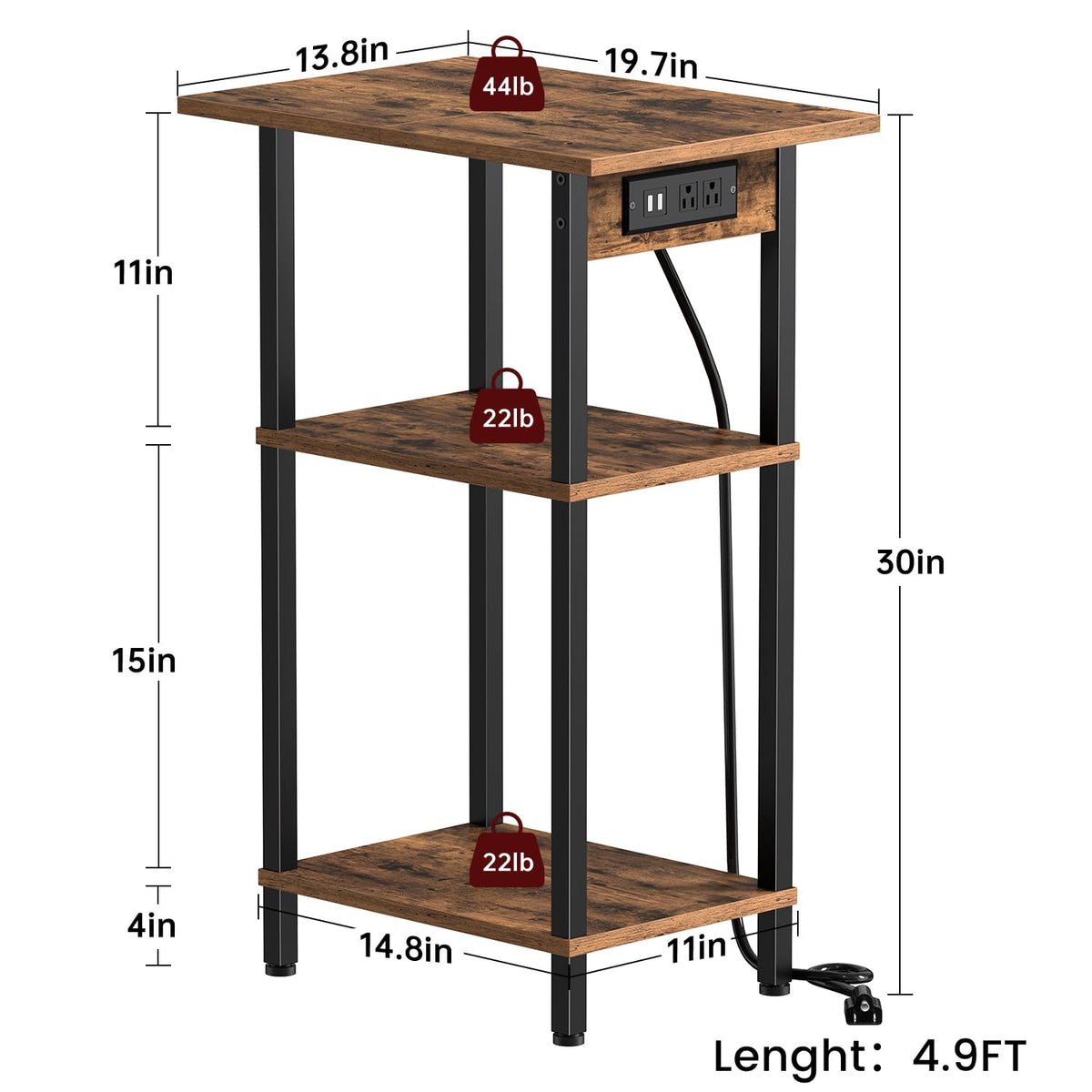 Tall End Table with Charging Station J545159