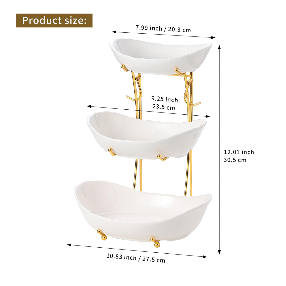 3-Tier Ceramic Serving Bowl Set with Stand M71824