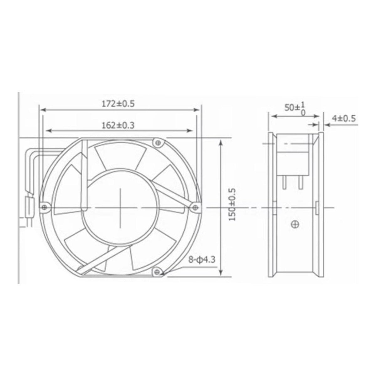 172mm x 150mm x 51mm 24V Cooling Fan X936