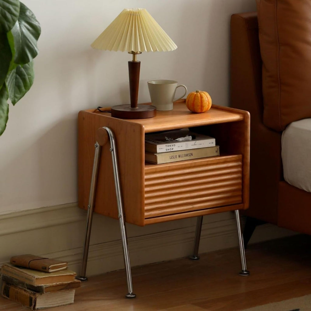 Solid Cherry Wood Nightstand with Drawer B945563