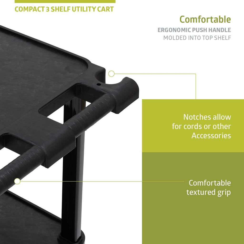 3-Tier Plastic Utility Cart with Lockable Wheels Z161