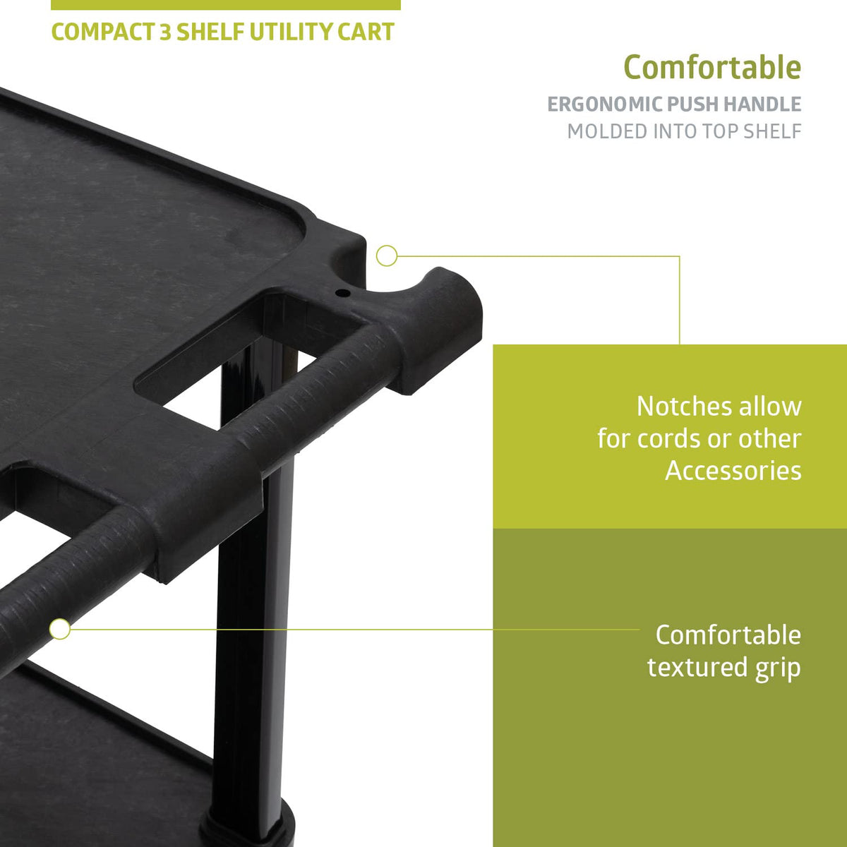 3-Tier Plastic Utility Cart with Lockable Wheels Z161