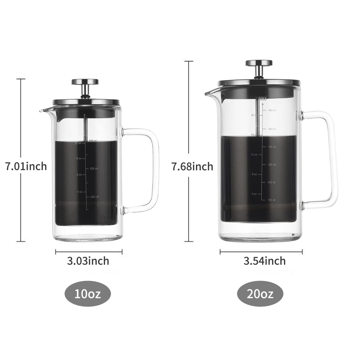 Double Walled Borosilicate Glass Coffee Pot P8147