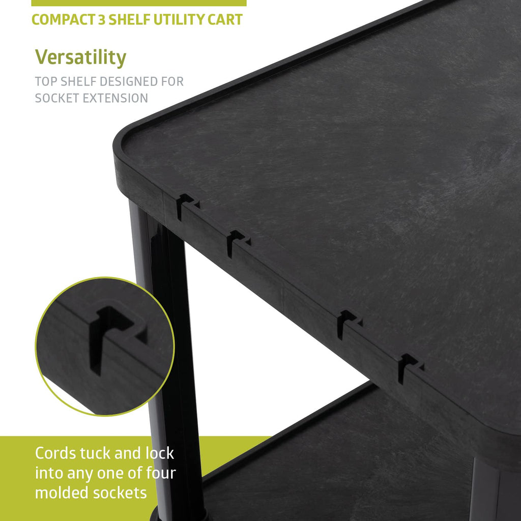 3-Tier Plastic Utility Cart with Lockable Wheels Z161