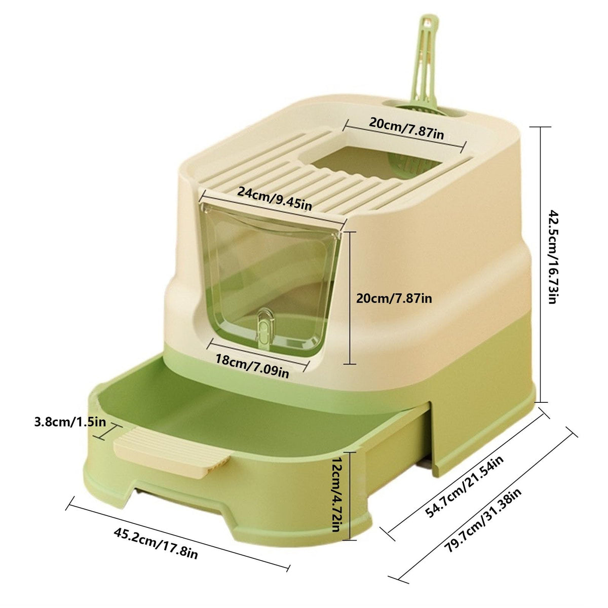 Large Top Entry Cat Litter Box with Lid and Scoop P905