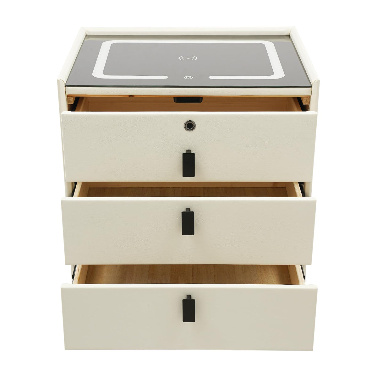 3-Drawer LED Nightstand with Wireless Charging Station L685