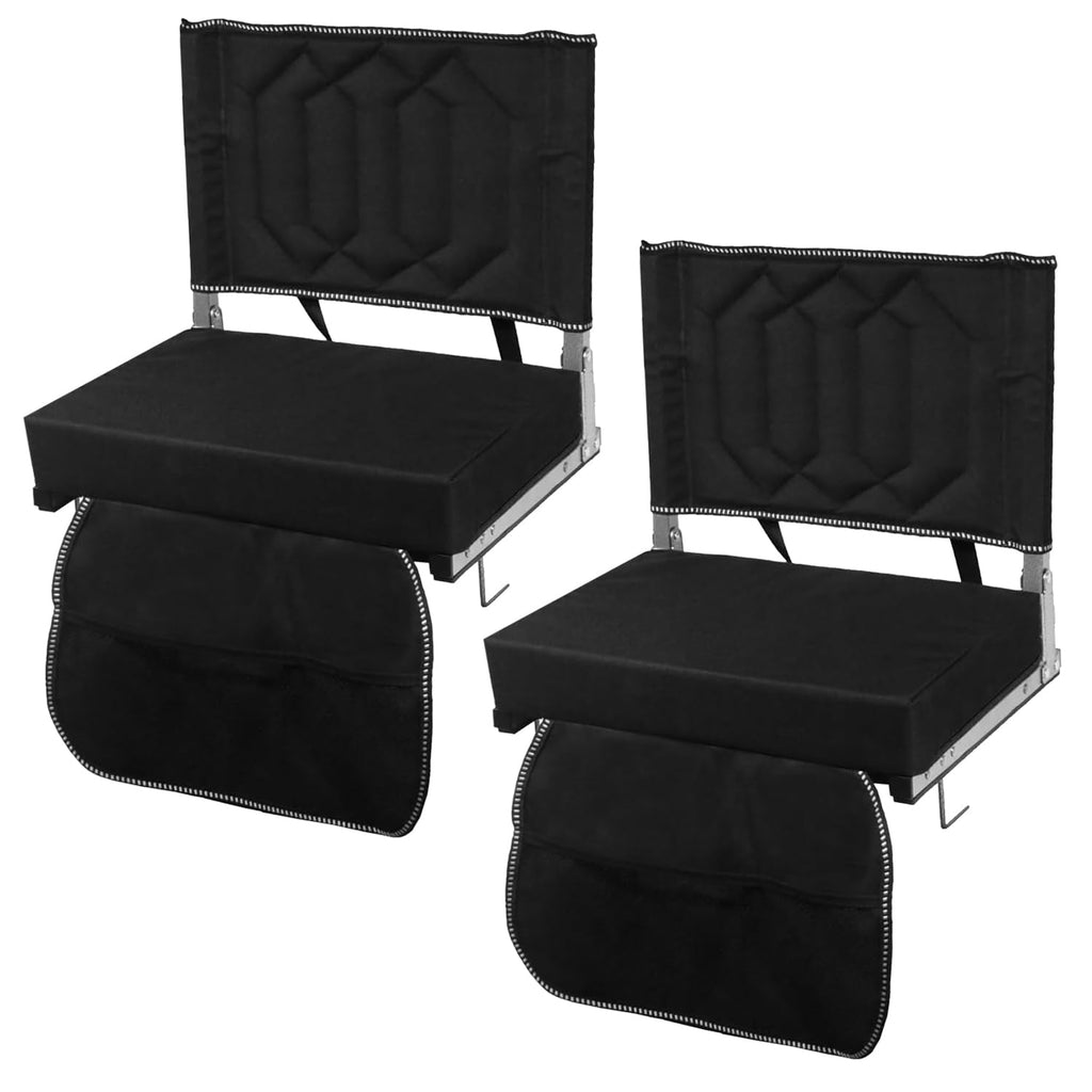 Black 2 Pack Cushioned Stadium Seats for Bleachers with Back Support X837682