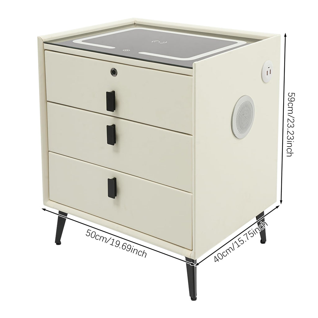 3-Drawer LED Nightstand with Wireless Charging Station L685