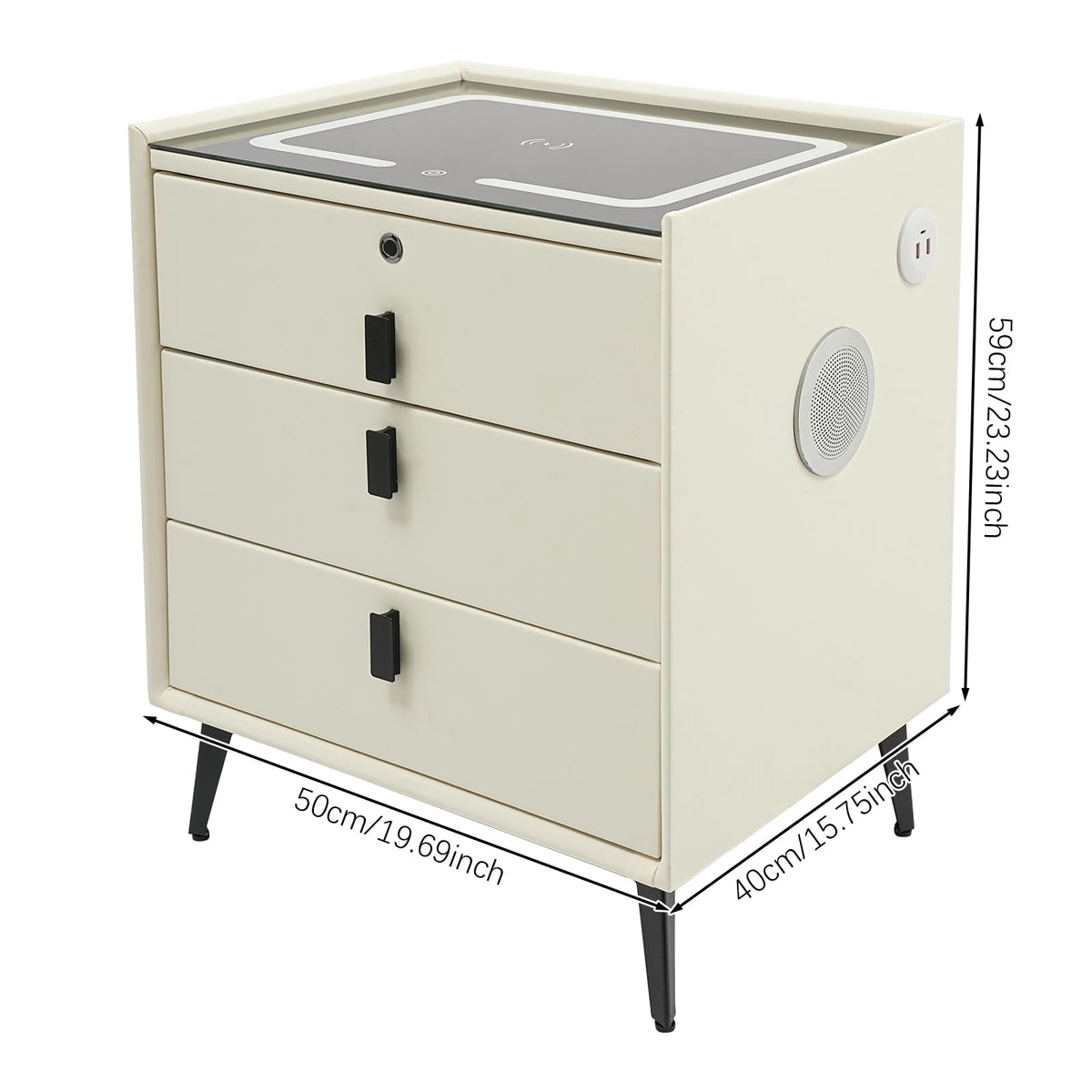 3-Drawer LED Nightstand with Wireless Charging Station L685