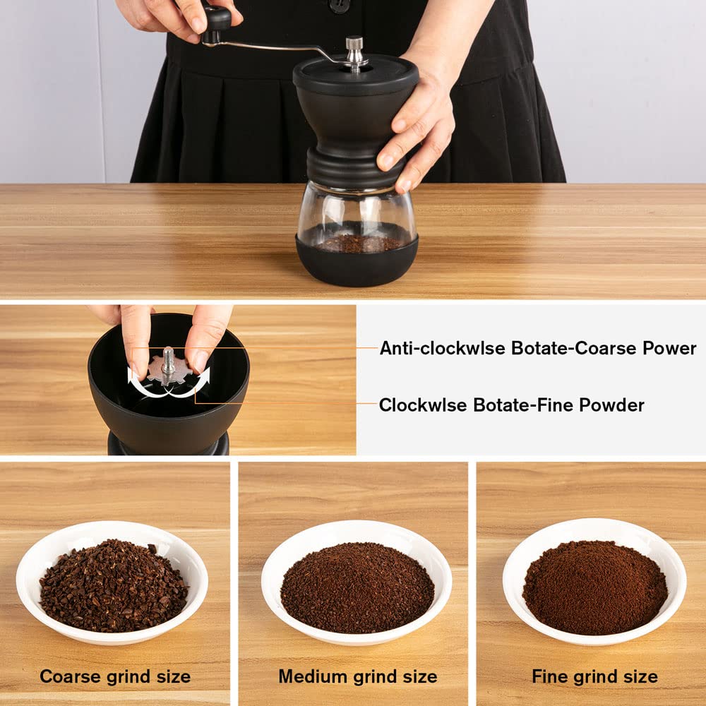 Manual Coffee Grinder 48 Adjustable Settings 80g Conical Burr 2 Jars C724179