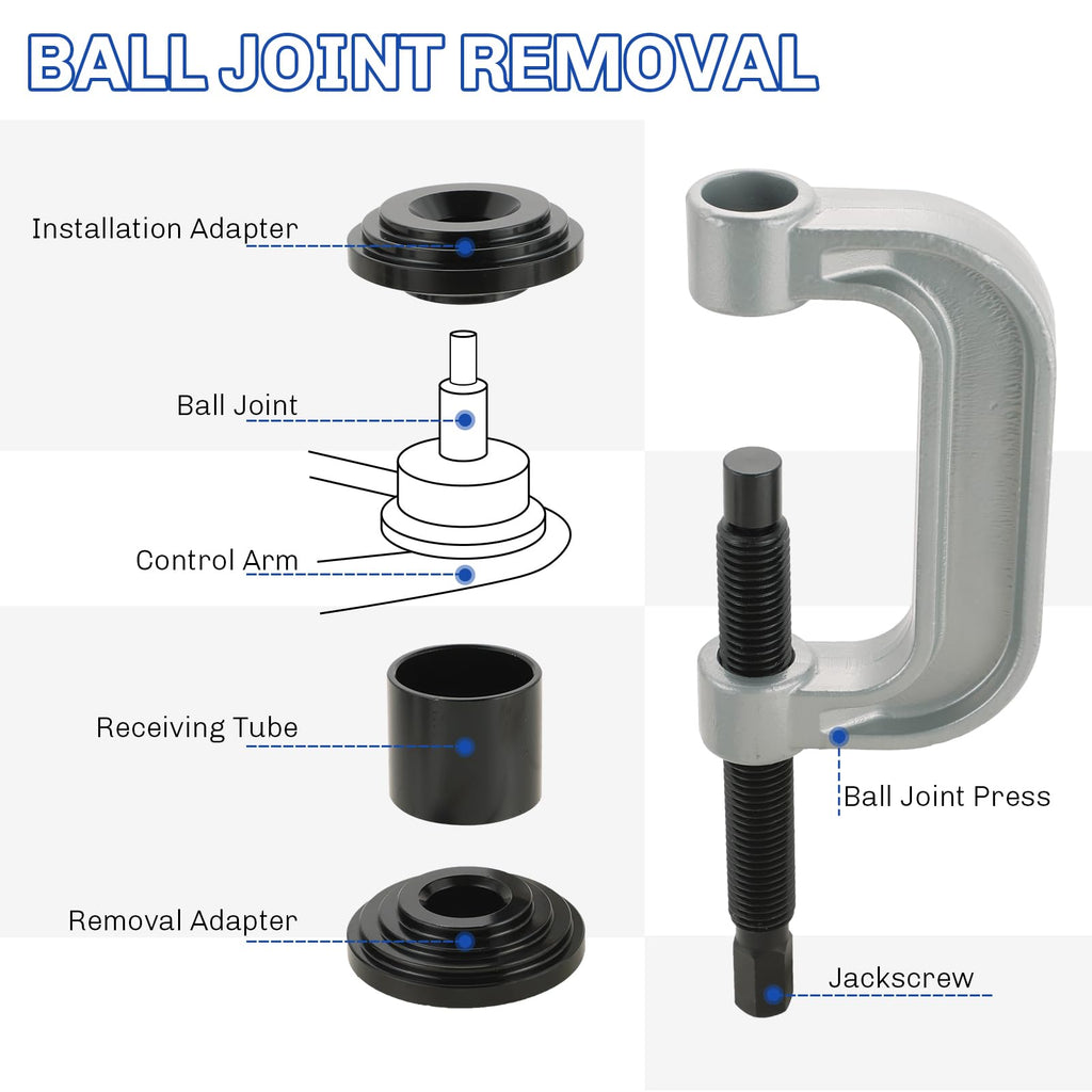 Heavy Duty Ball Joint Press and U Joint Removal Tool Kit & 1/2-Inch Drive Impact Socket Set P1130