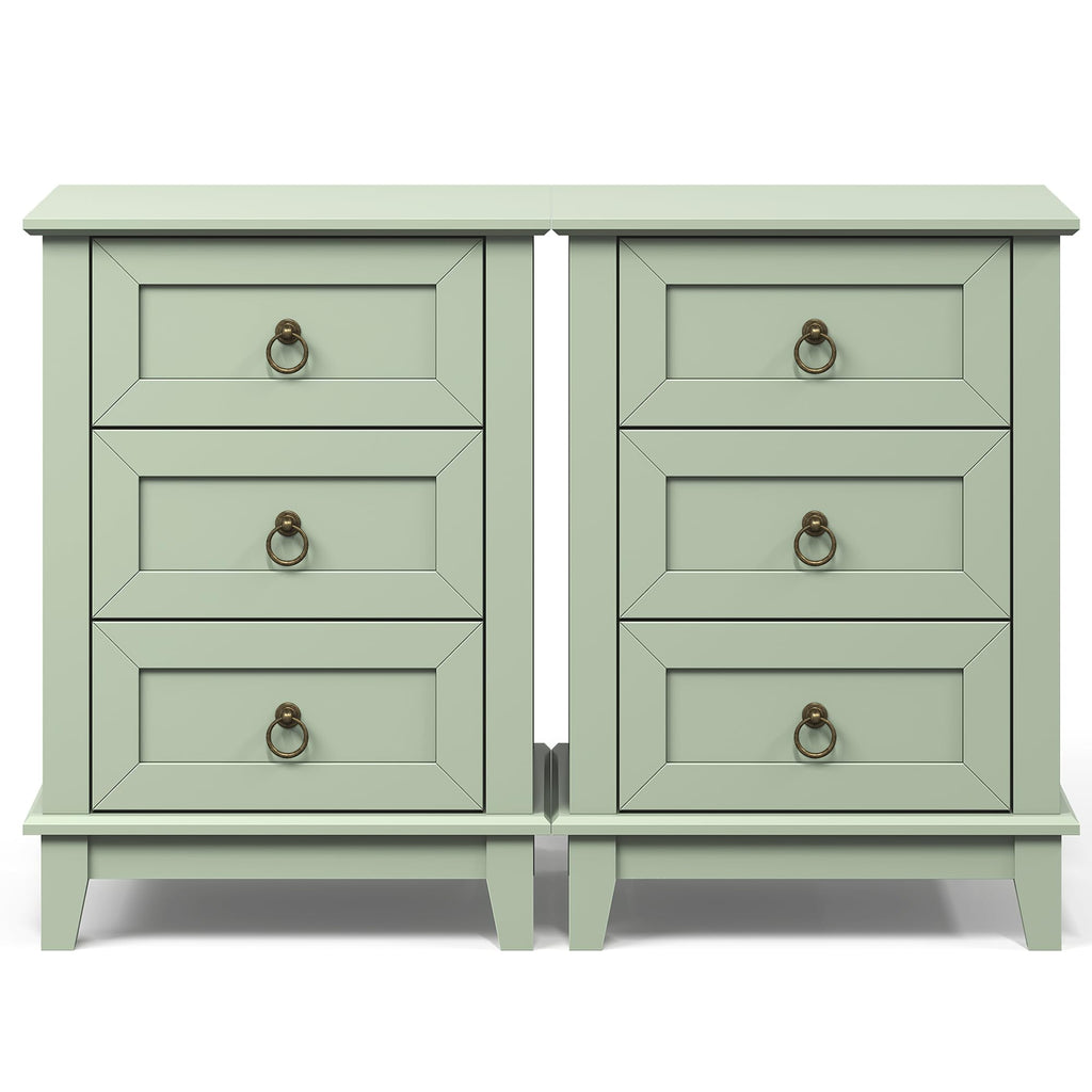 Tall Wooden Nightstand Set of 2 with 3 Drawers Y514