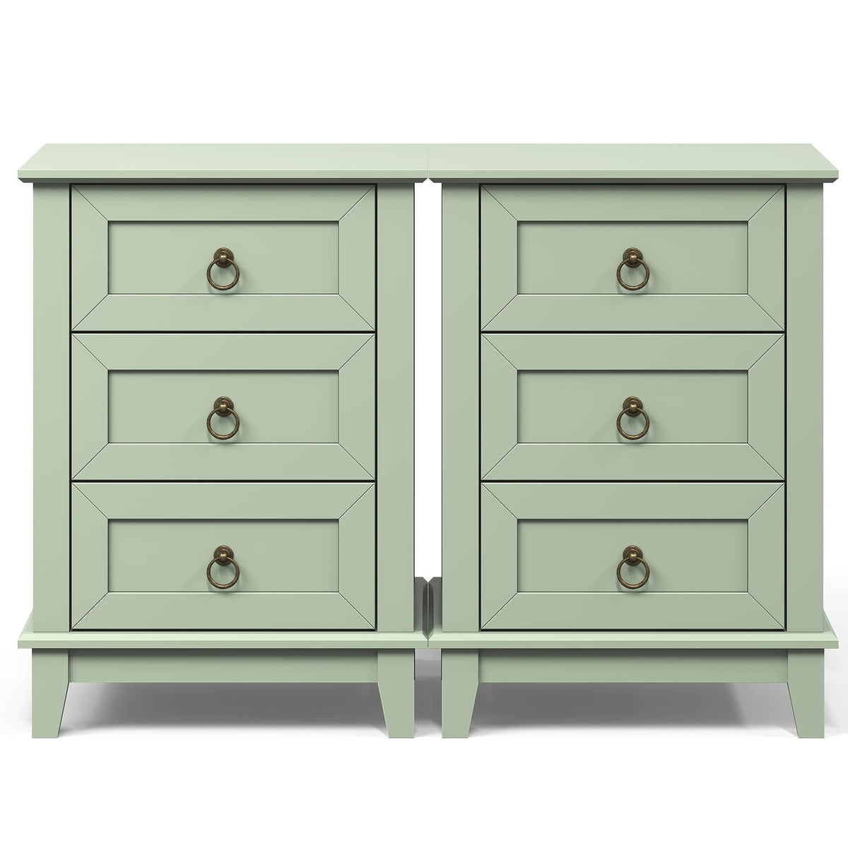 Tall Wooden Nightstand Set of 2 with 3 Drawers Y514