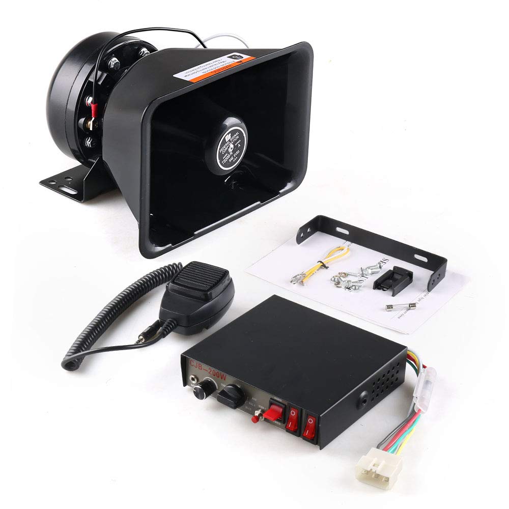 12V 200W 9 Tones Car Warning Alarm Siren Horn Speaker with Microphone T371