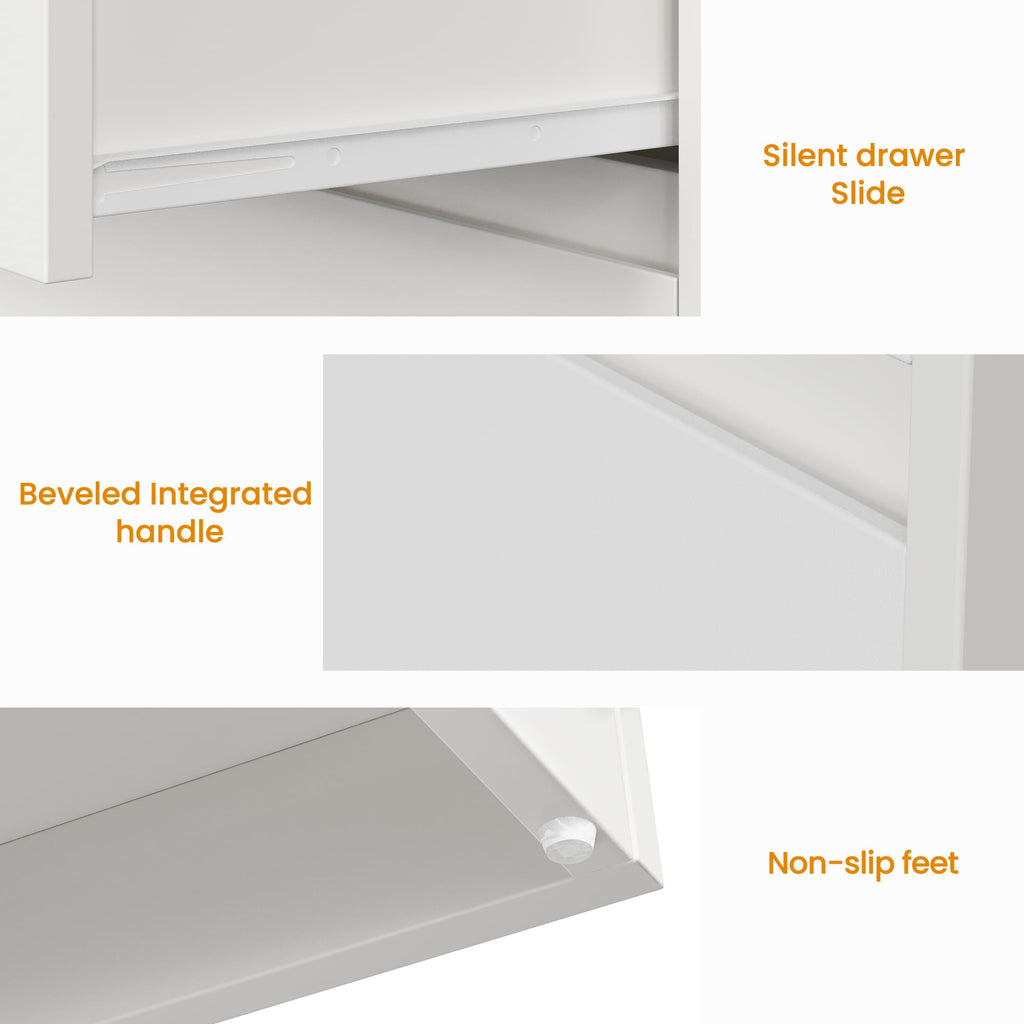 White 3 Drawer Nightstand C866