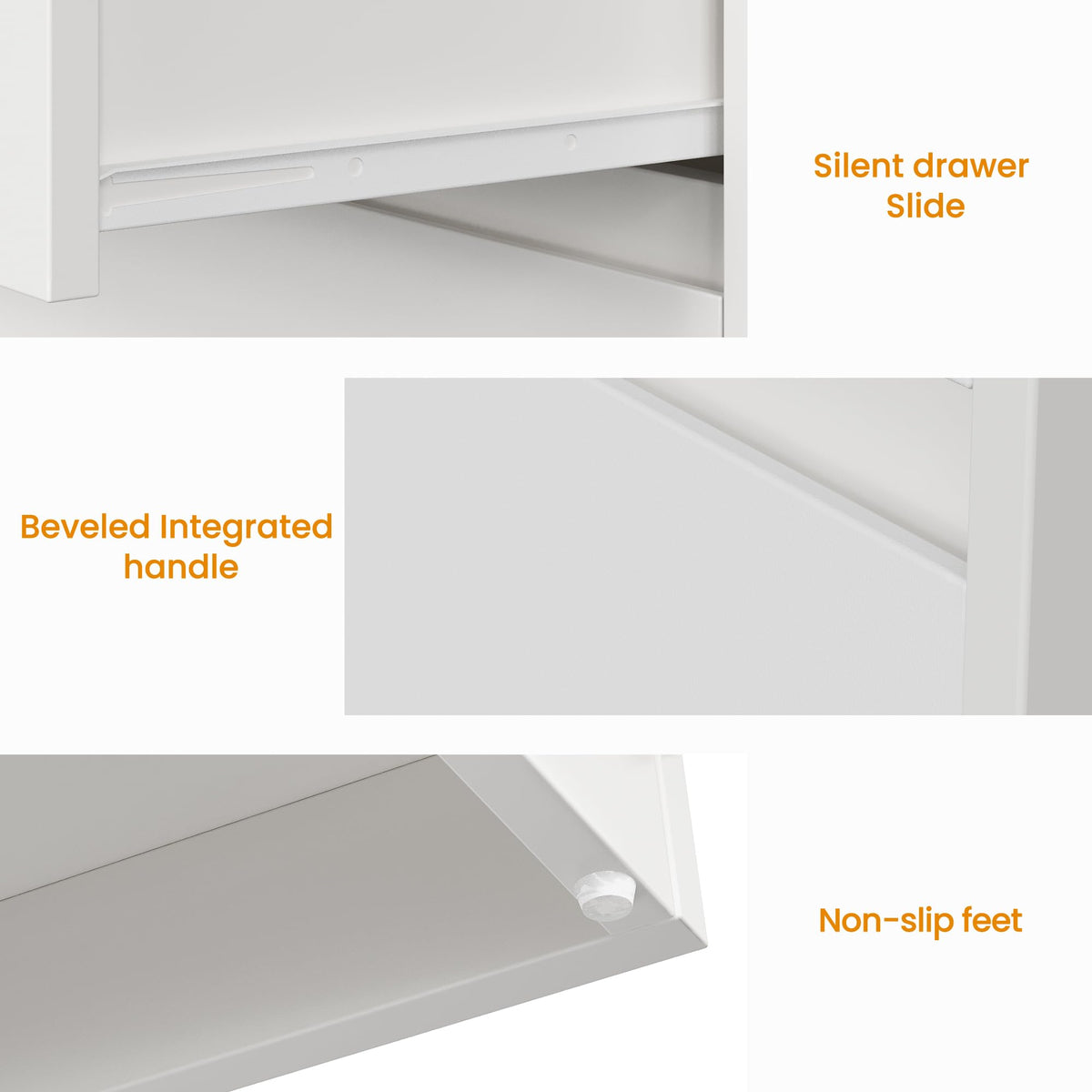White 3 Drawer Nightstand C866