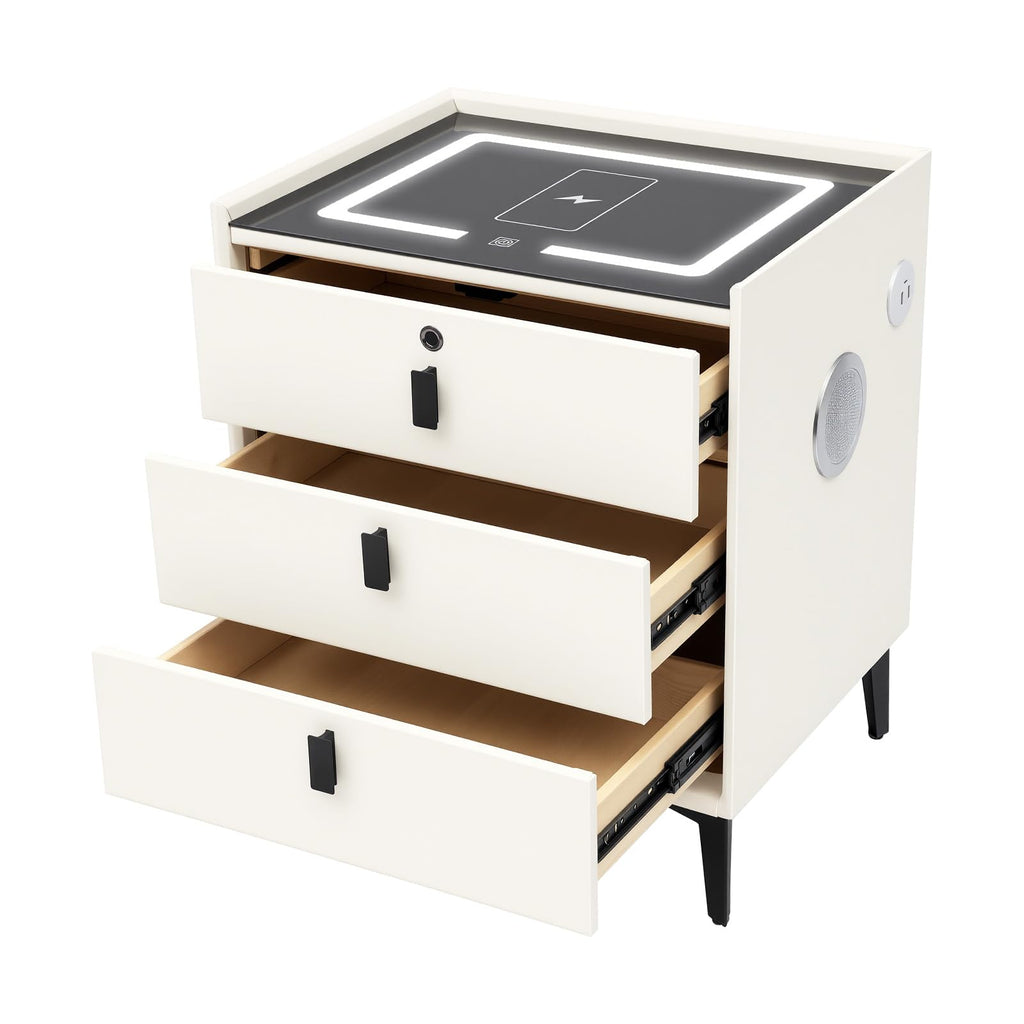 3-Drawer LED Nightstand with Wireless Charging Station L685