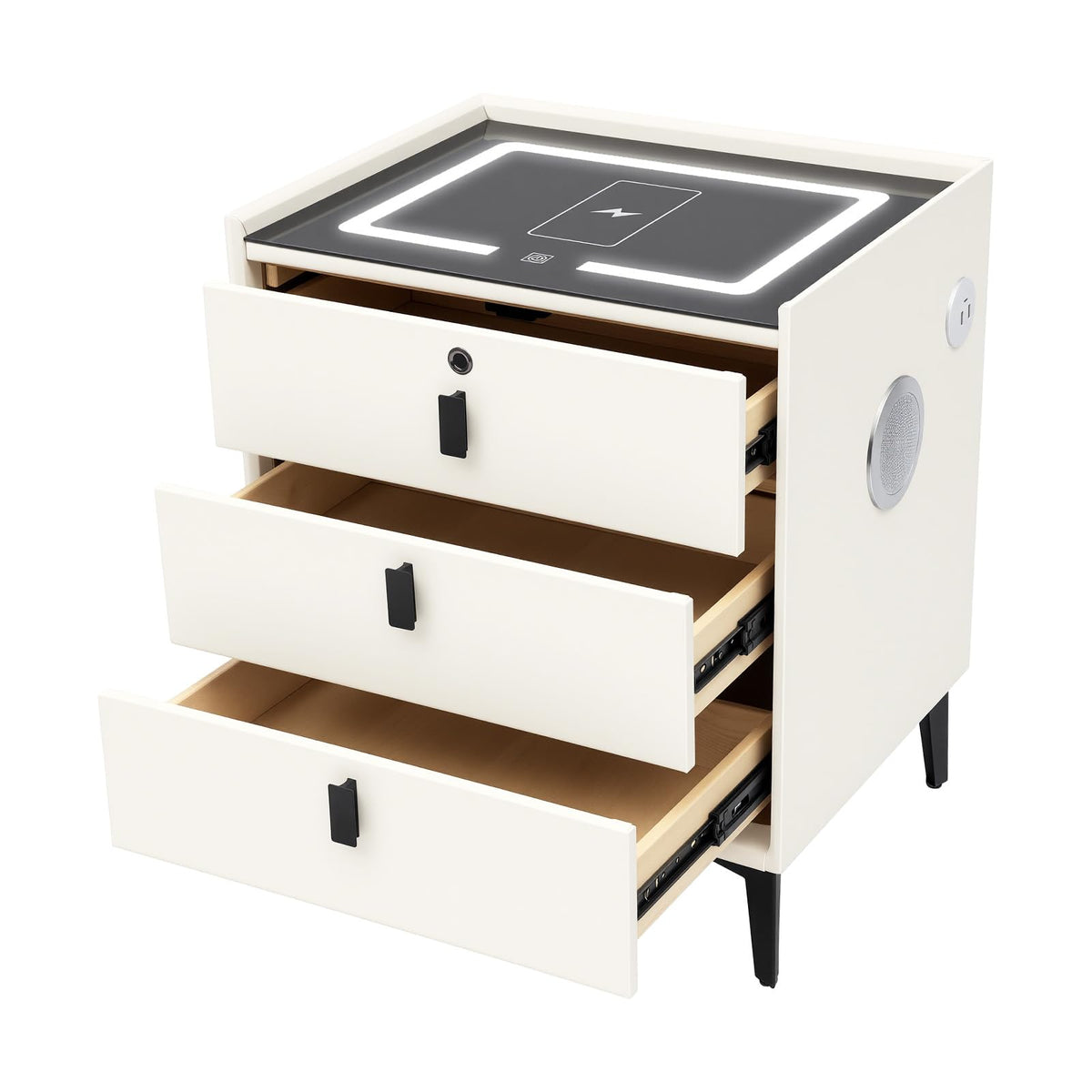 3-Drawer LED Nightstand with Wireless Charging Station L685