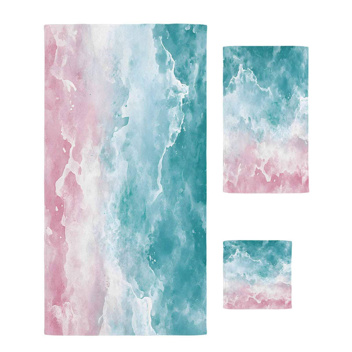 Teal Pink Gradient Cotton Towel Set 3 Pack E199639