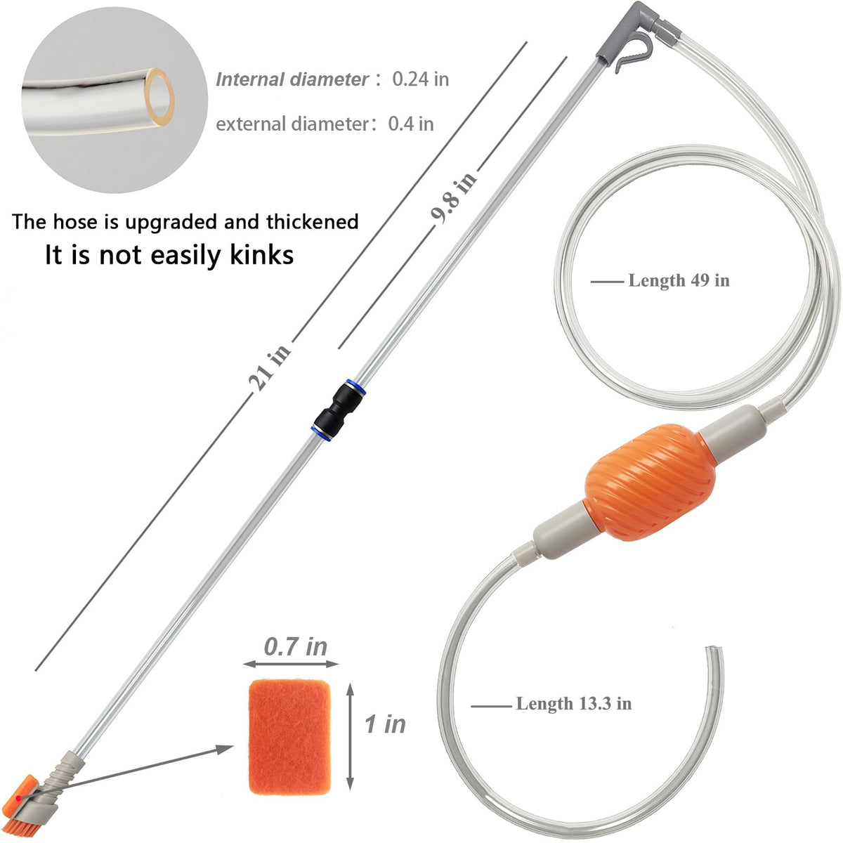 Compact Aquarium Siphon Vacuum and Water Changer Kit with Cleaning Brush Y4179