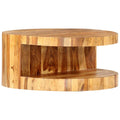 Solid Sheesham Wood Round Coffee Table with Storage Shelf C587