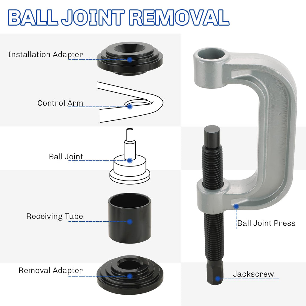 Heavy Duty Ball Joint Press and U Joint Removal Tool Kit & 1/2-Inch Drive Impact Socket Set P1130