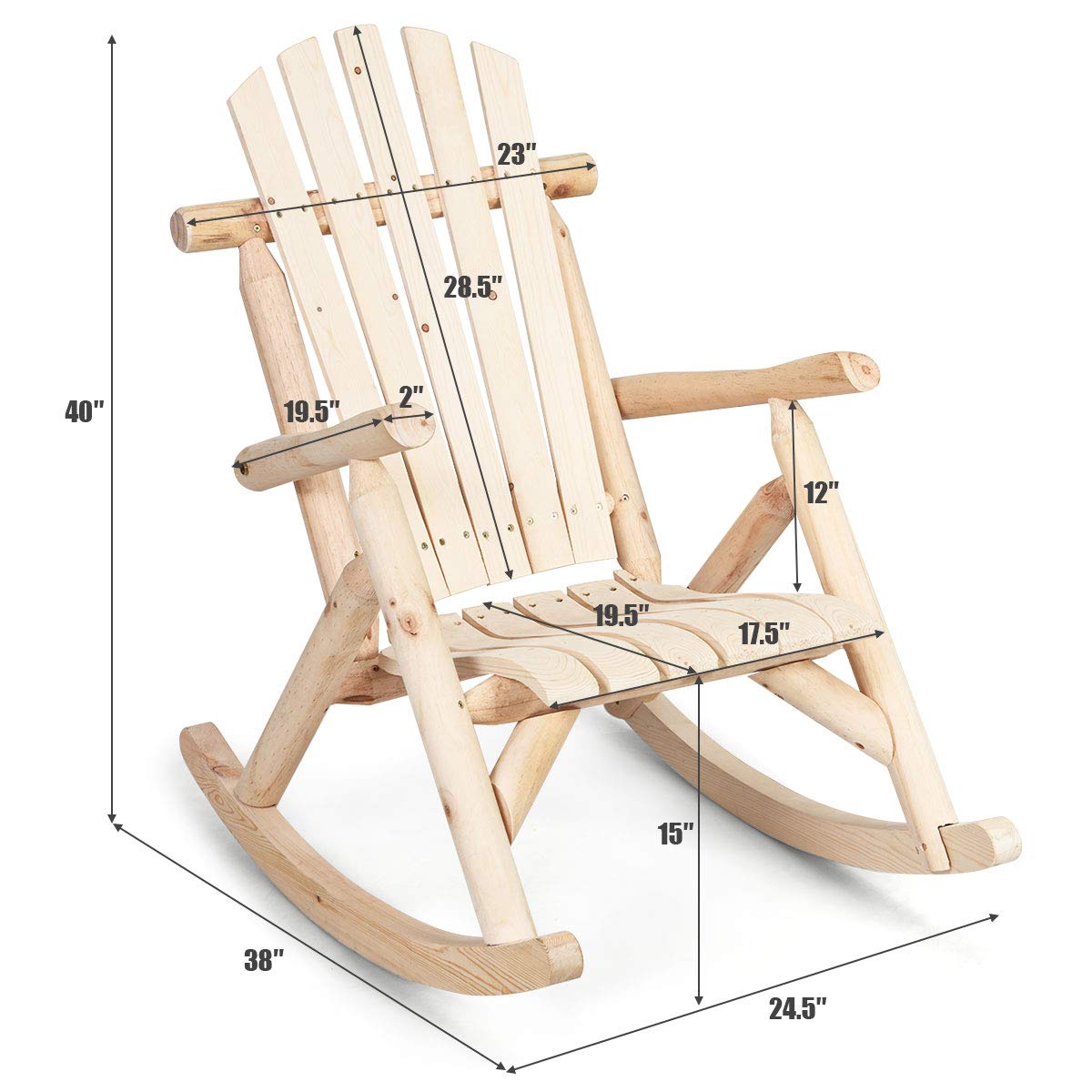 Log Rocking Chair Set C12124