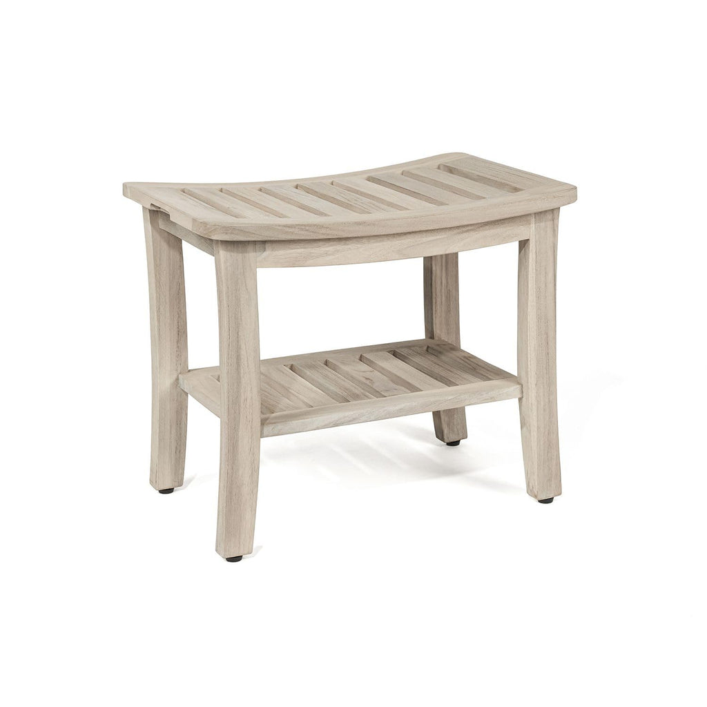 Gray Teak Shower Bench with Shelf 21 Inch N6911