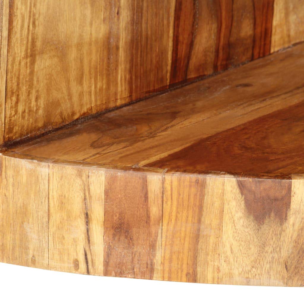 Solid Sheesham Wood Round Coffee Table with Storage Shelf C587