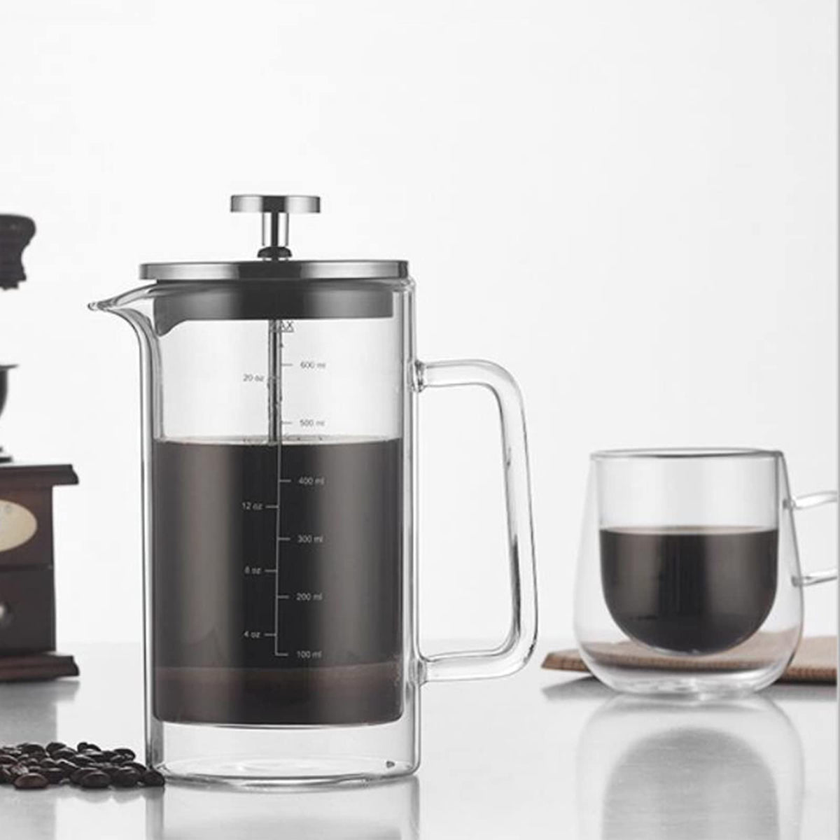 Double Walled Borosilicate Glass Coffee Pot P8147