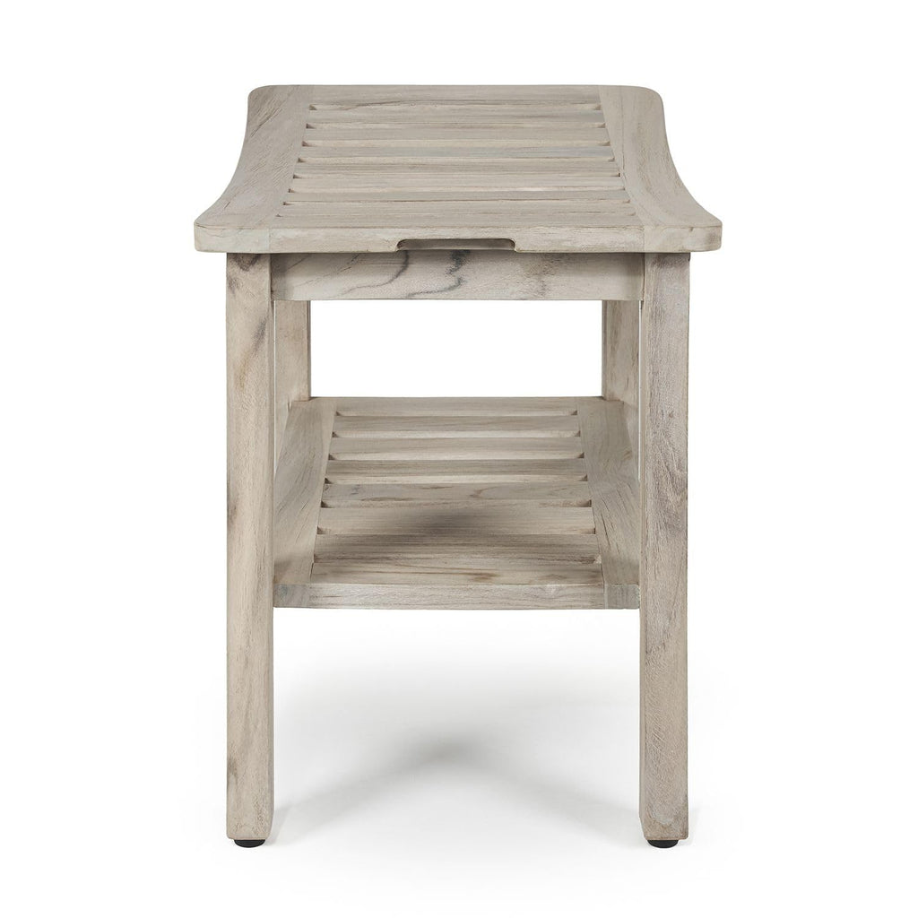 Gray Teak Shower Bench with Shelf 21 Inch N6911