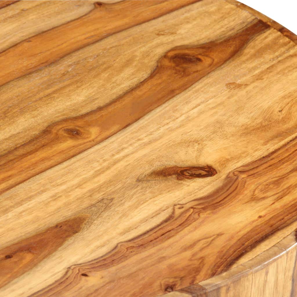 Solid Sheesham Wood Round Coffee Table with Storage Shelf C587