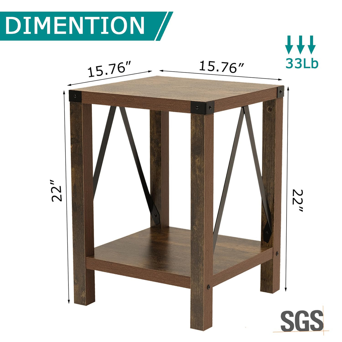 Brown 2-Tier Square End Table I5585