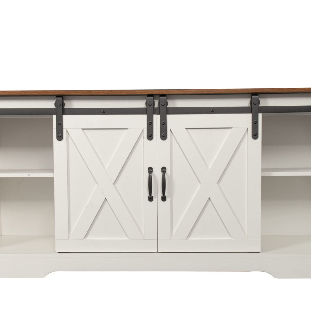 Sliding Barn Door Wood TV Stand with Adjustable Shelves G12947