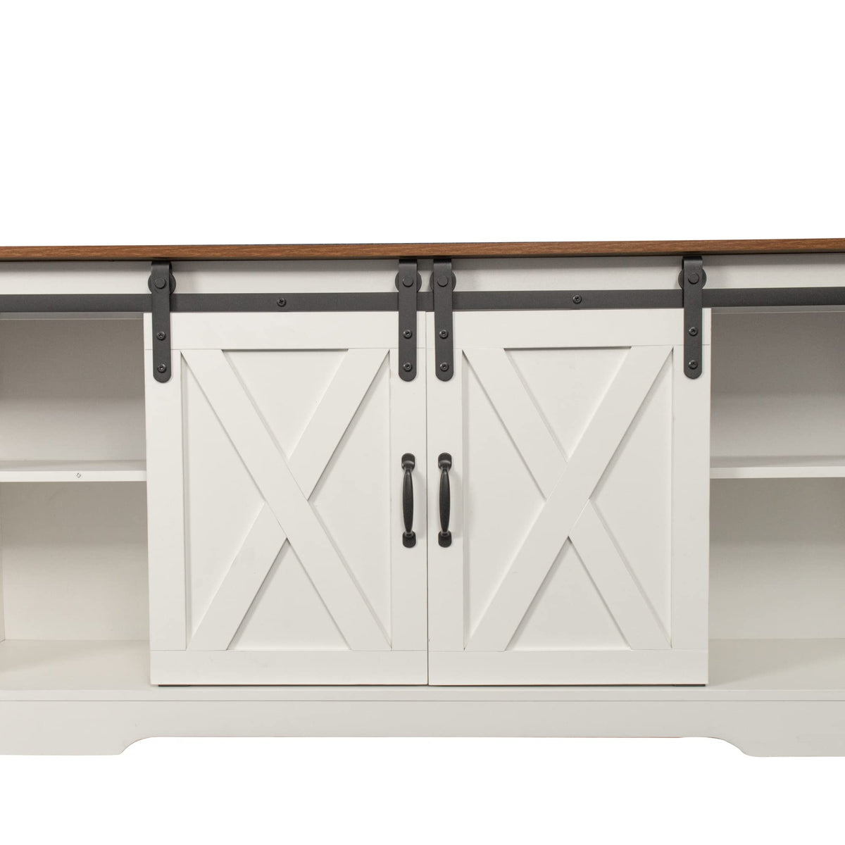 Sliding Barn Door Wood TV Stand with Adjustable Shelves G12947