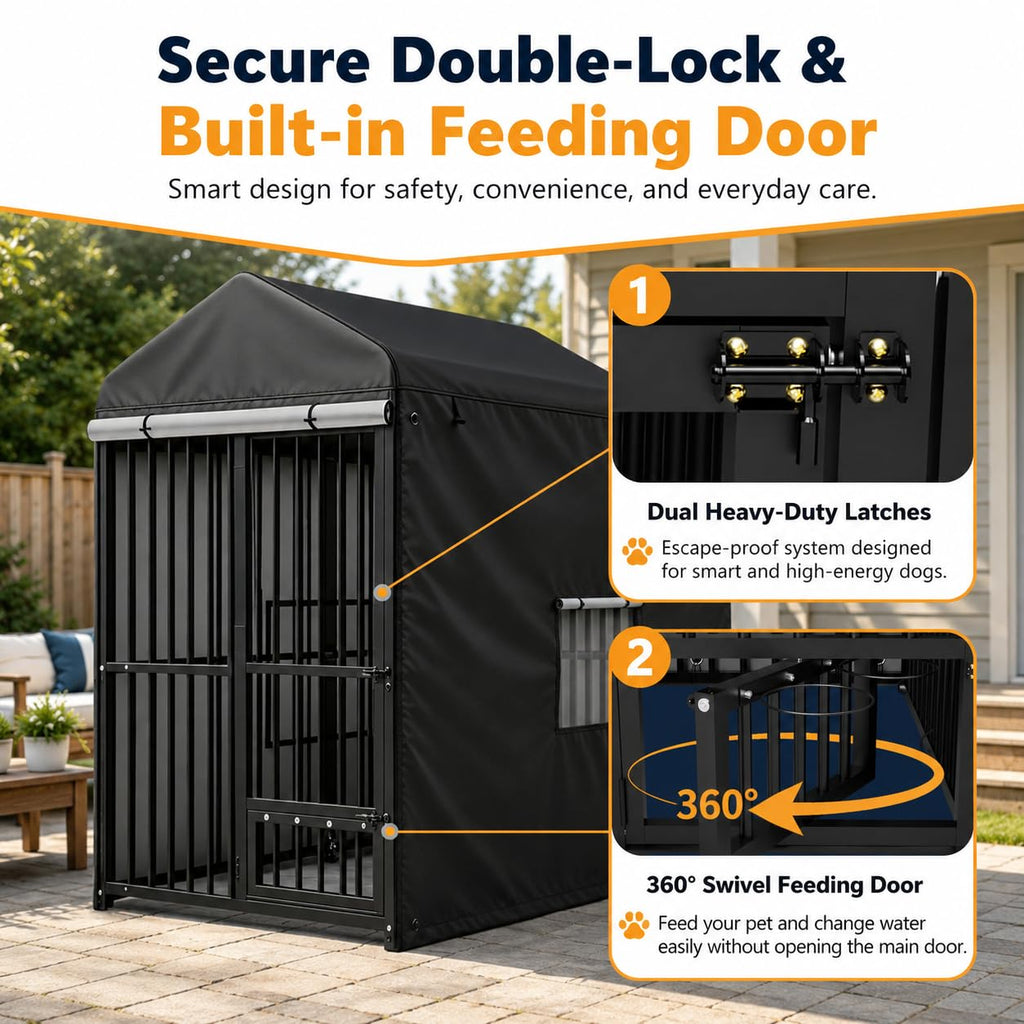 8x4 FT Heavy Duty Outdoor Dog Kennel with Full Cover R91202