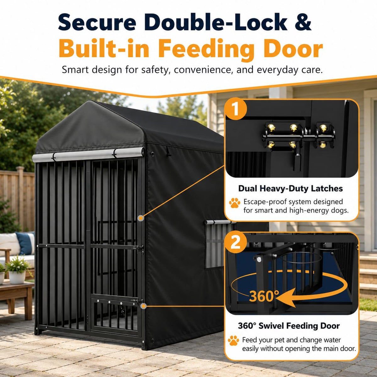 8x4 FT Heavy Duty Outdoor Dog Kennel with Full Cover R91202
