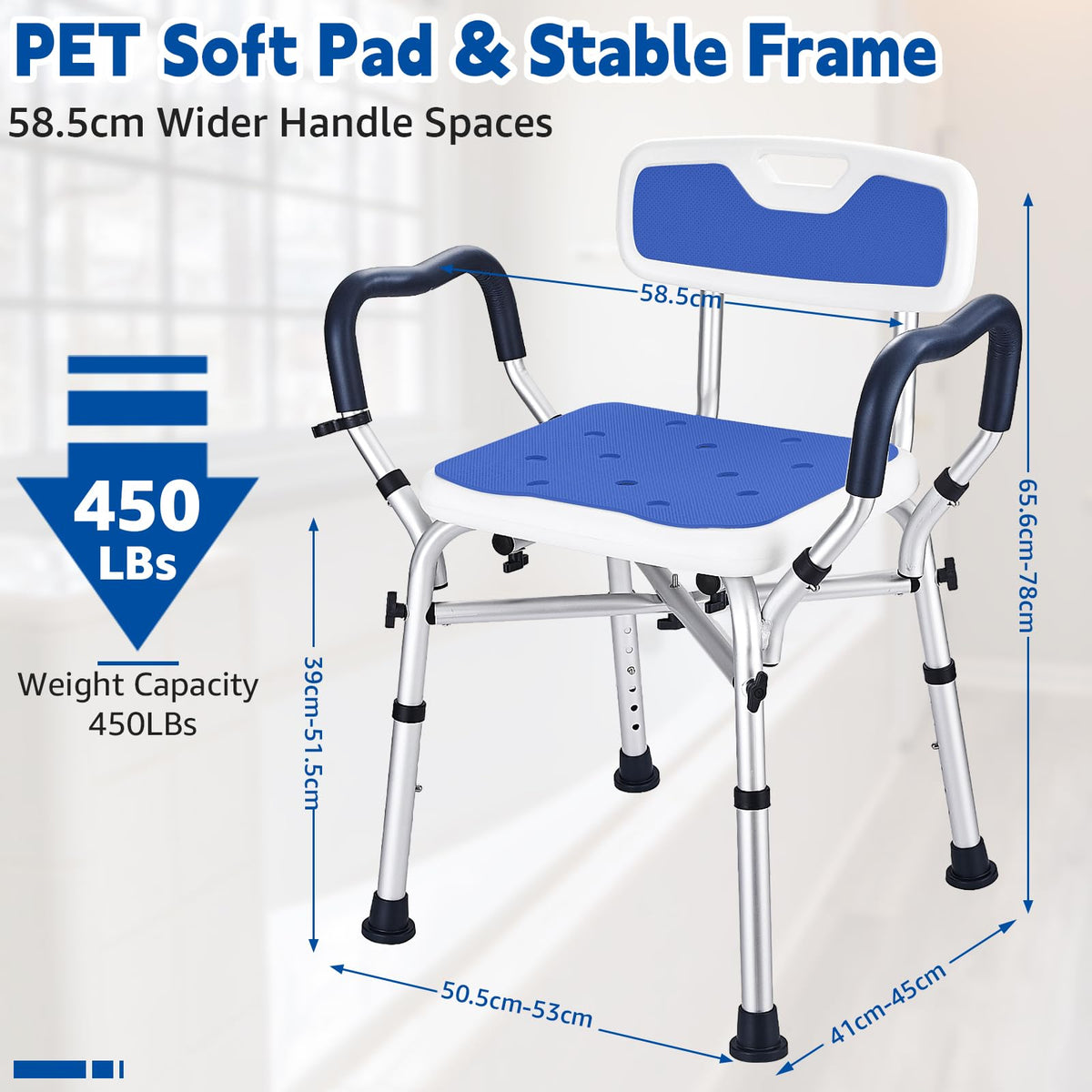 Blue Adjustable Shower Chair J3709
