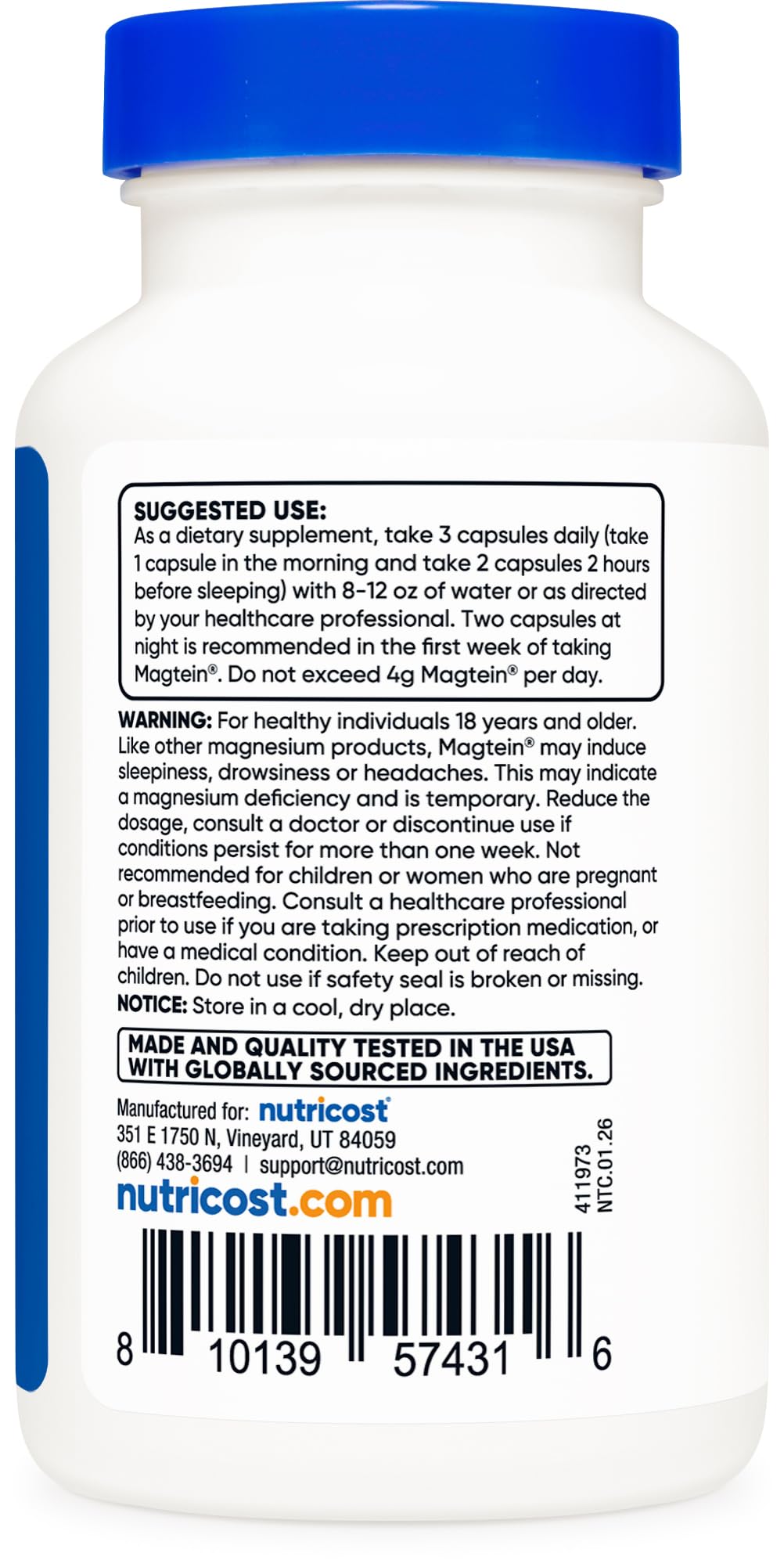 Magnesium L-Threonate 2,000mg 90 Capsules S216656