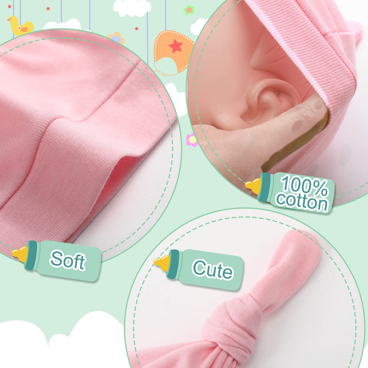 30 Pack Newborn Knot Beanie Hats Q6851
